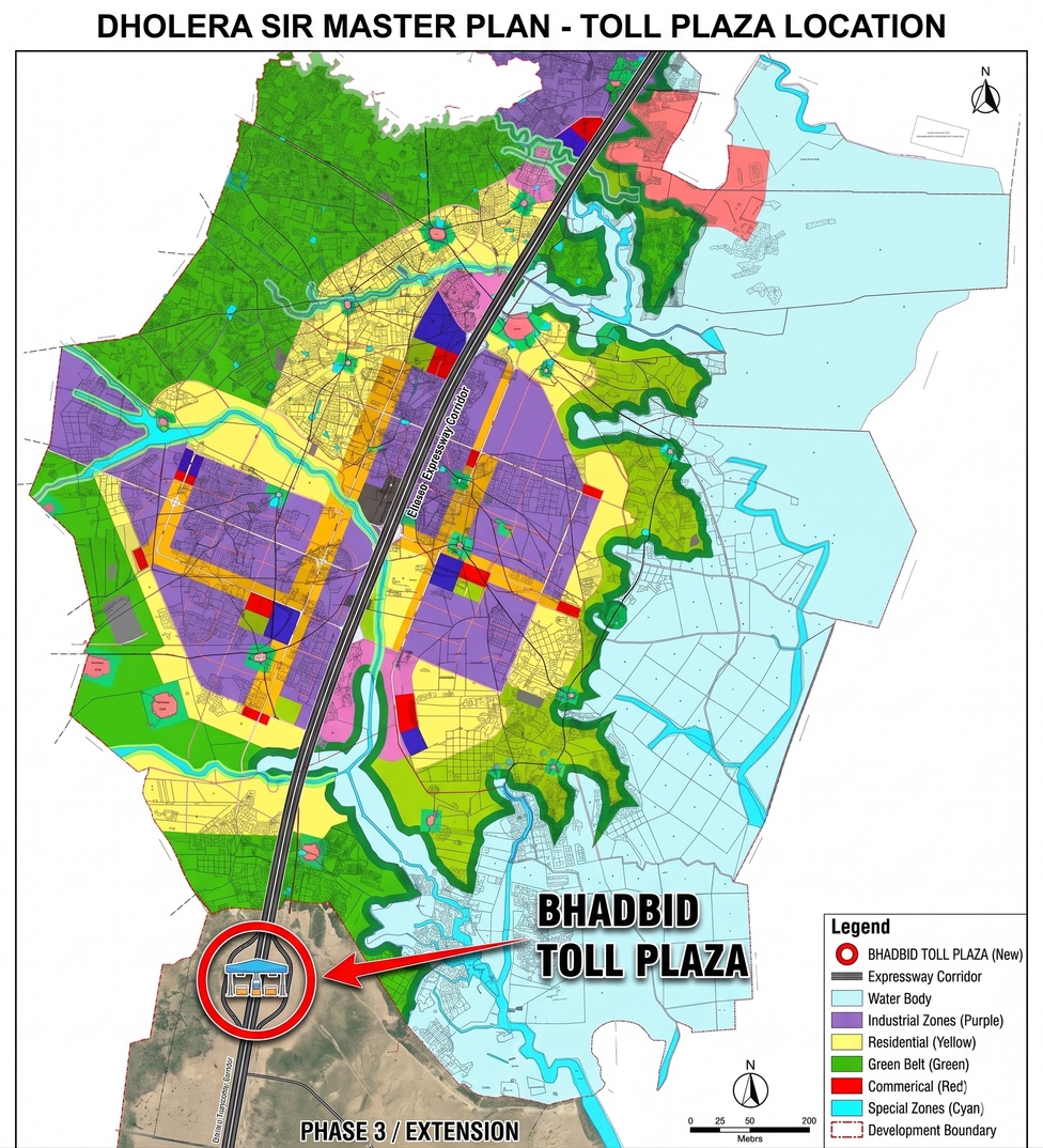 Dholera SIR master plan — Bhadbid Toll Plaza location